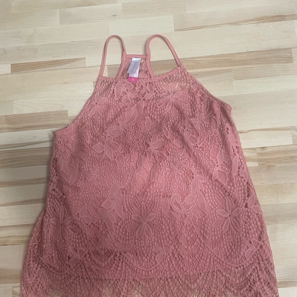 No Boundaries Lace Pink Tank Top